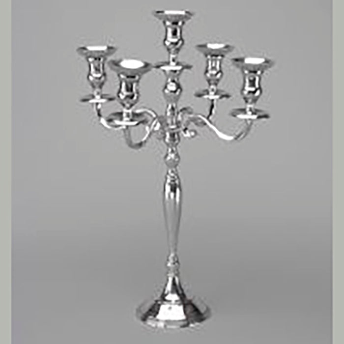 Shiny Aluminum 5 arm Candelabra