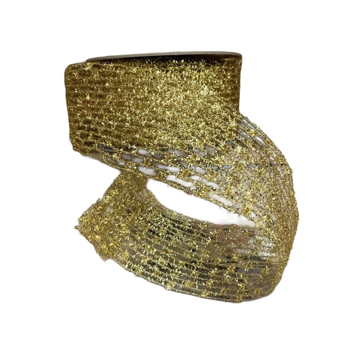 2.5 in Metallic Diamond Stretch Tinsel - Gold