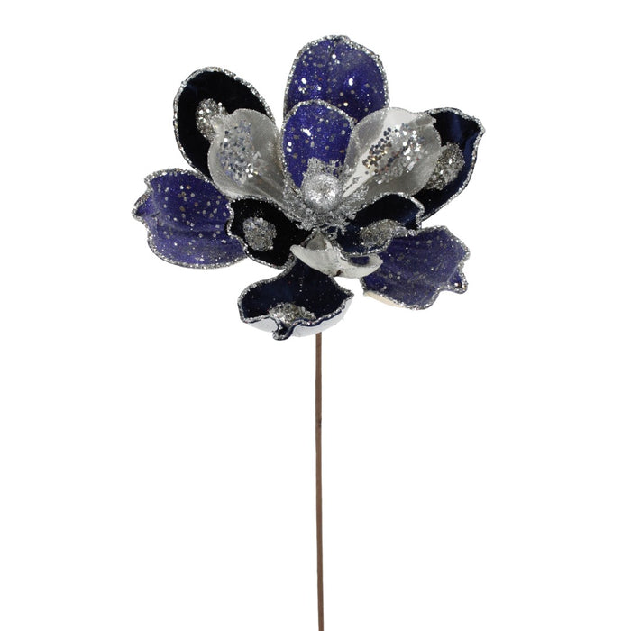 22 in Glitter Magnolia Stem - Midnight Blue/Silver