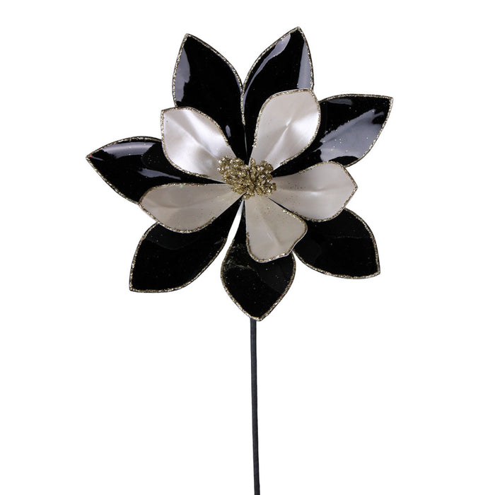 20 in Poinsettia Stem - Black/Pearl