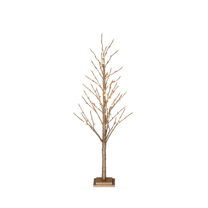 36 in Paperwrap Glittered Tree w/Warm White LED Lights - Champagne Glitter