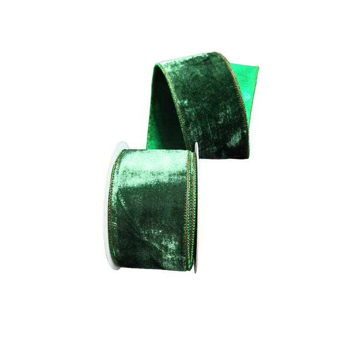 2.5 in Velvet Dupion Ribbon - Green