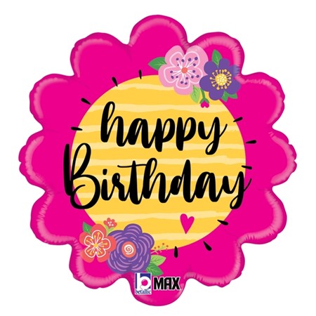 18" Happy Birthday Flower Balloon
