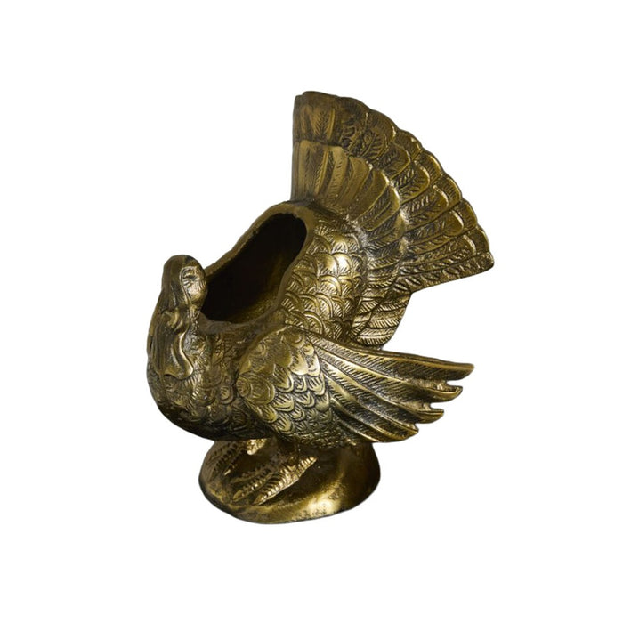 11.25 in Autumn Turkey Vase - Antique Gold