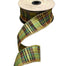 1.5 in Metallic Dupion Plaid Ribbon - Green/Gold