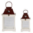 Lantern, Plain White/Brown, Set of Two