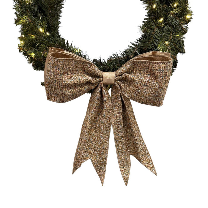 6 in x 18 in Blissful Boucle Color Splash Bow - White/Gold/Blue/Green