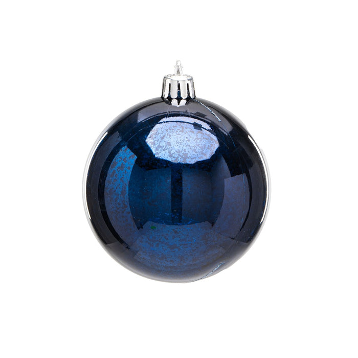 80 Mm Plastic Shiny Ball Ornament w/Hanger - Blue