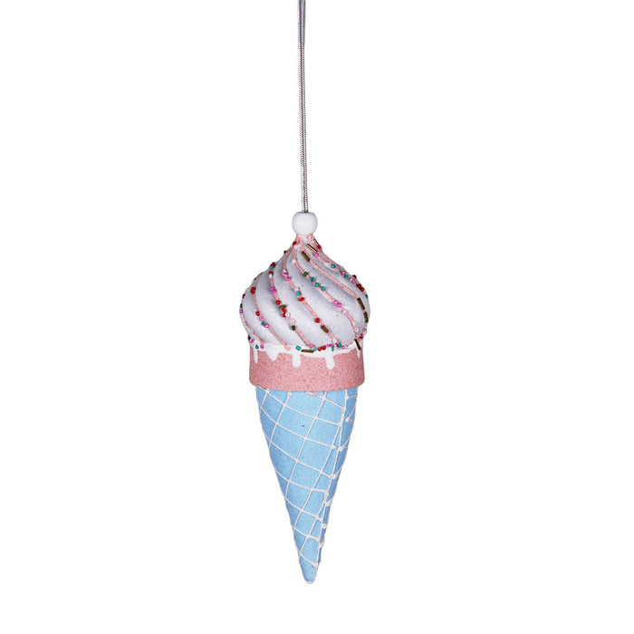 8.5 in Ice Cream Cone Ornament - Pastel