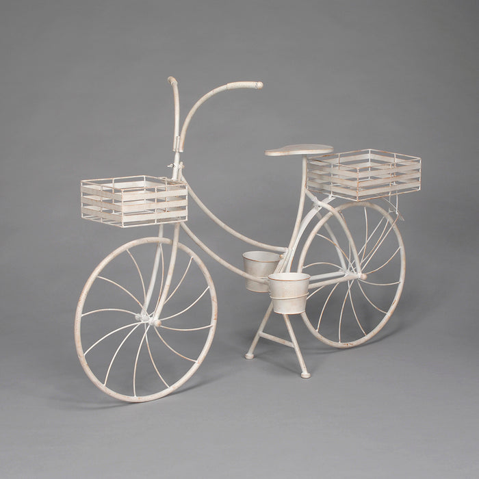 Metal Bicycle Plant Holder - Antique White
