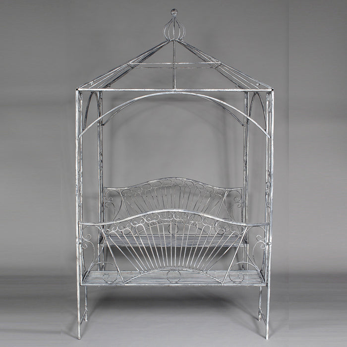 Metal Gazebo w/Side Benches - Packed In 2 Cartons - Grey Wash