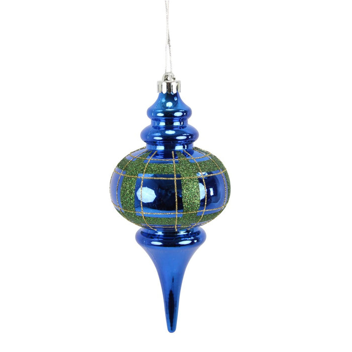 10 in Tartan Finial Ornament - Blue/Green/Gold