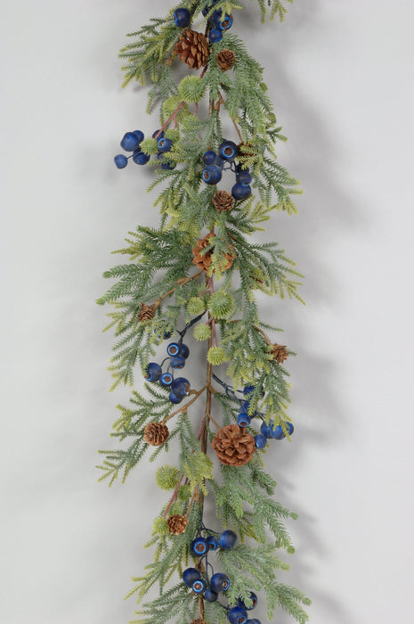 Mini Pine Garland w/Blueberry Clusters