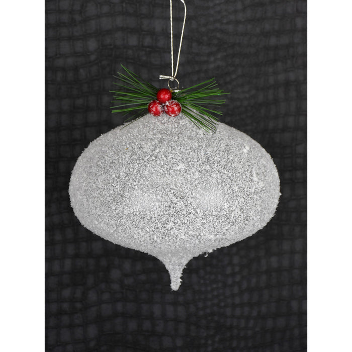 8" Frost Onion Ornament - White