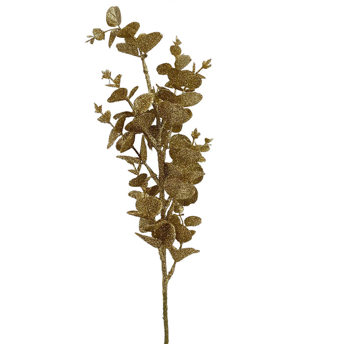 17" Gold Glittered Eucalyptus Spray