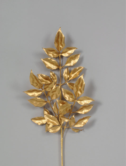 Metallic Leaves Spray w/Glitter - Gold