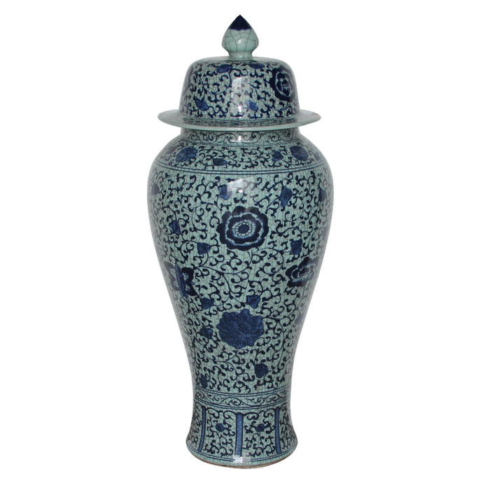 39" Ceramic Jar - Blue/White