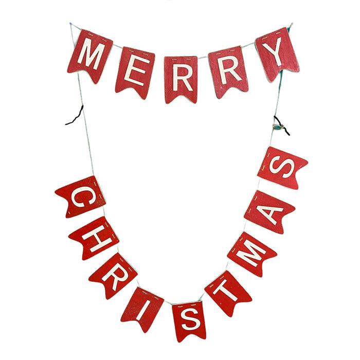 60"L Wood 'Merry Christmas' Banner - Red/White