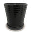 Ribbed Pot w/Hole & Saucer - Black