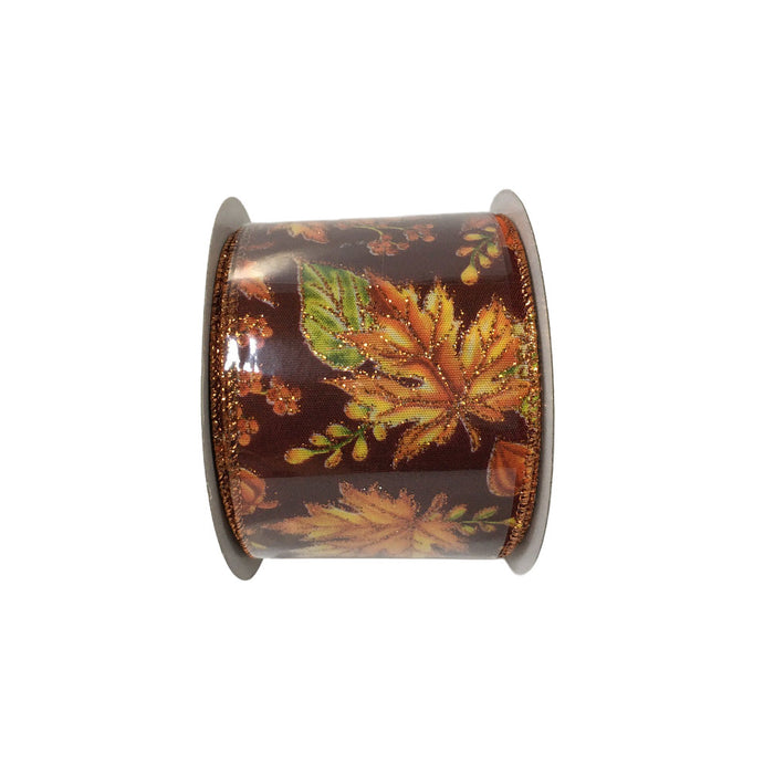 2.5 in Maple Leaves Ribbon - Fall Mix