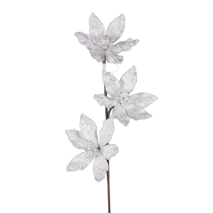 28 in Poinsettia Spray - Icy Pearl