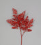 Glittered/Sequin Fern Leaves Spray -  Red