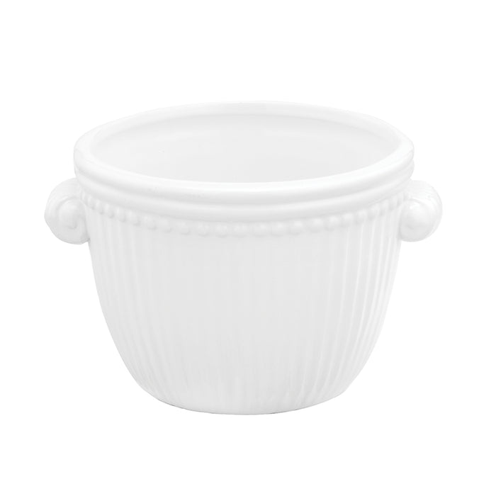 3.75" Small White Ribbed Planter