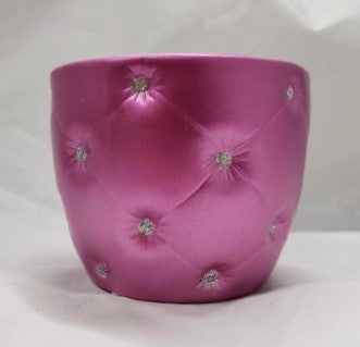 4.5" Metallic Pink Silver Glittered Pot