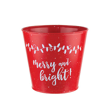 4.5" Tin Azalea Pot - "Merry & Bright"