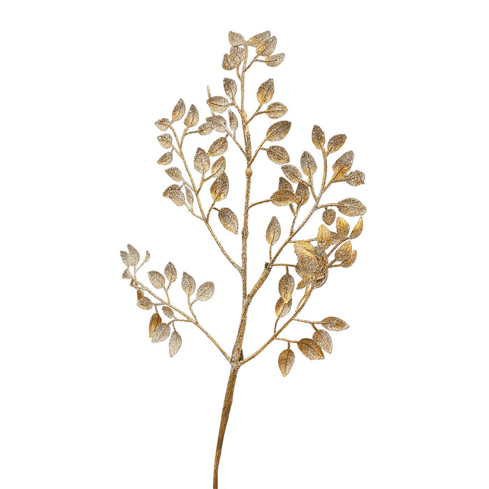 Gold Glittered Leaf Pick