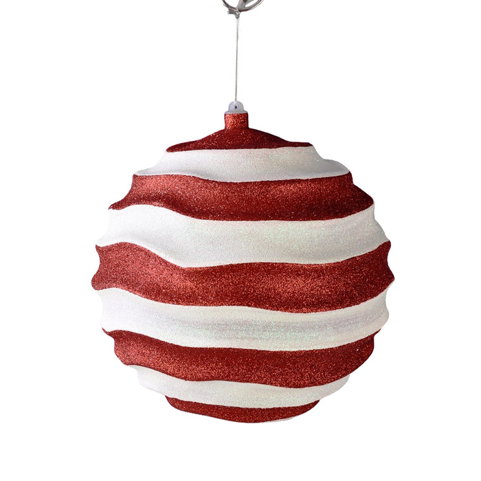 10" Ripple Glittered Ball - Red/White