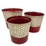 Set of 3 Metal Pots - Red/White/Gold