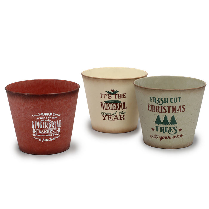 Assortment of 3 Plastic Xmas Pots