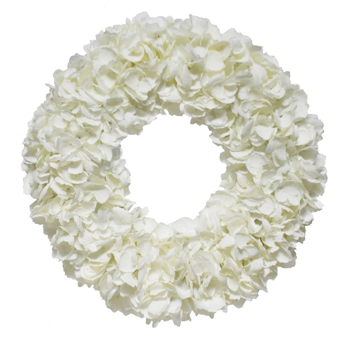 20" Dried Hydrangea Wreath - White