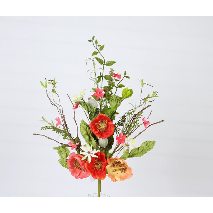26" Garden Poppy Bouquet - Orange/Coral