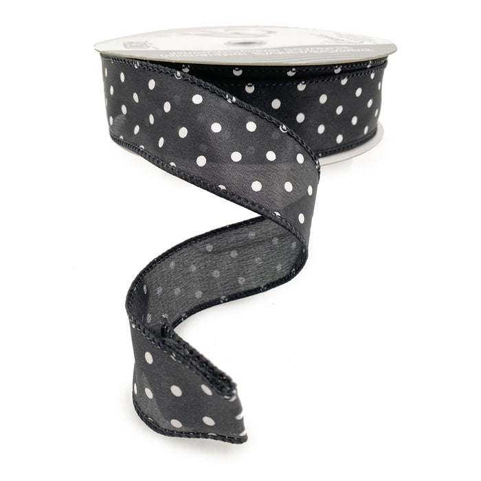 Wired White Dot Ribbon - Black