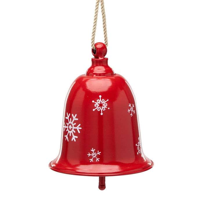 7 3/4 in Metal Xmas Bell w/Snowflake - Red