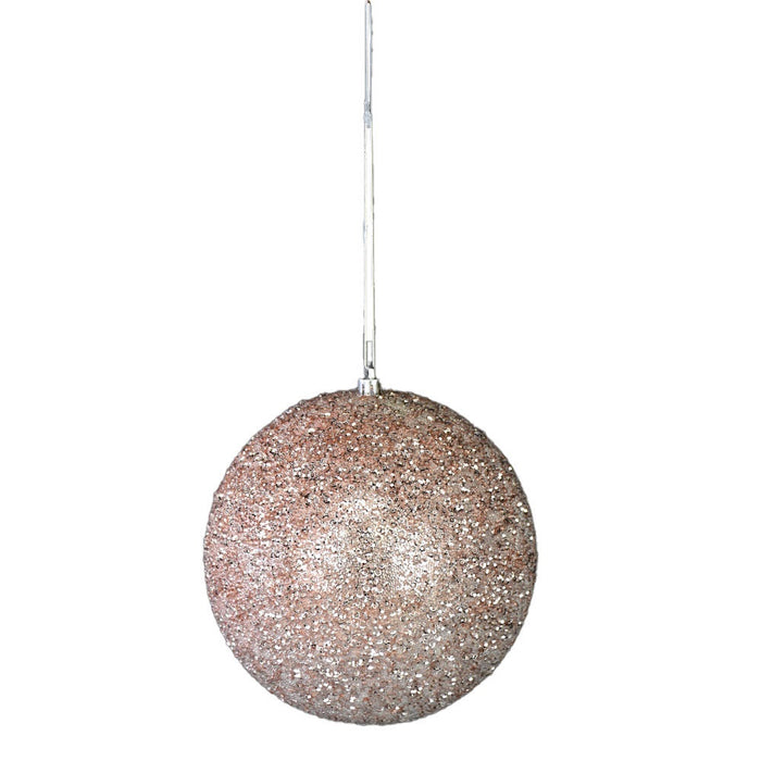 6 in Beaded Ball Ornament - Rose Gold