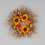 20" Sunflower/Pumpkin Wreath w/Bud & Wild Flower - Yellow/Red