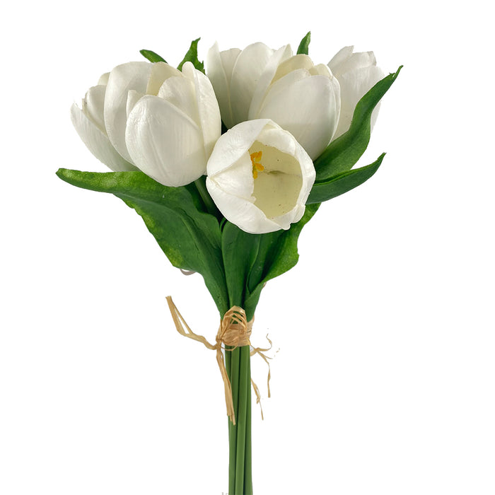 14.5" Tulip Bouquet - White