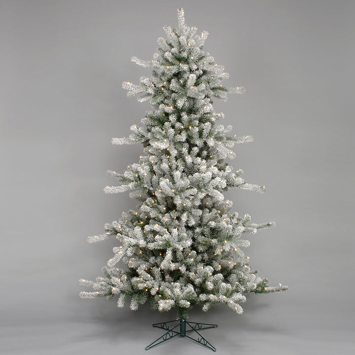 9 Ft Vinyl Pre-Lit Flocked Pine Tree
