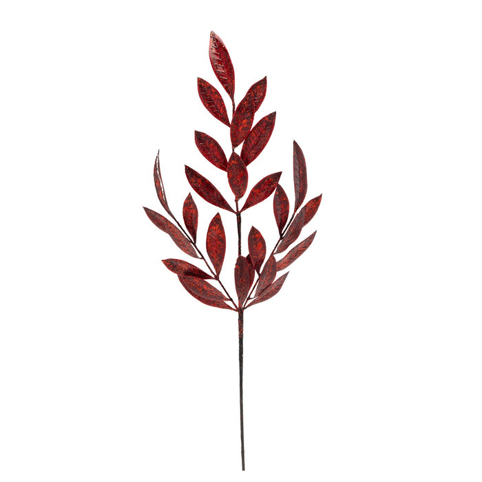 26 in Metallic Glitter Bay Leaves Spray