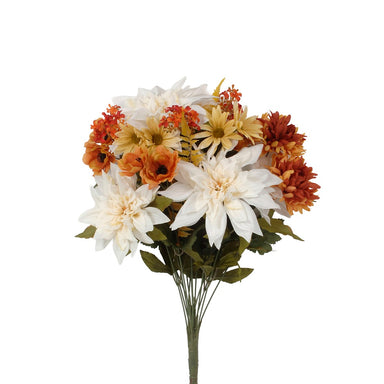 22 in Polyester Dahlia/Mum/Anemone Bush - Cream/Rust