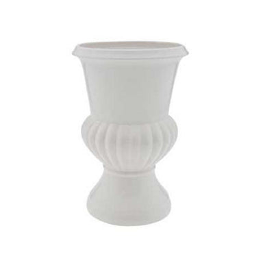 14 in Round Glazed Jumbo Ceramic Urn - White