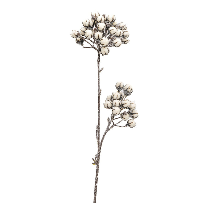25 in Flocked Styro Iced Winter Hypericum Spray - Cream