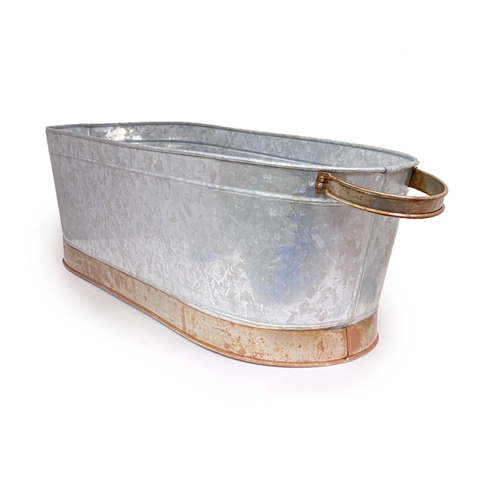 Metal Watertight Galvanized Oval Planter - Antique