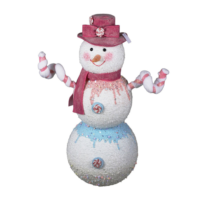 25 in Candy Tabletop Snowman - White/Multicolor