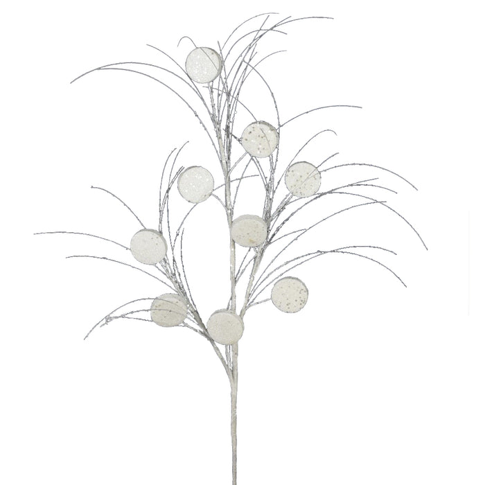 31" Glitter Grass Spray - White