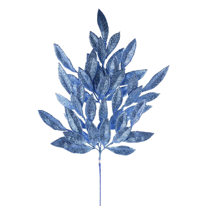 23" Bay Leaf Glitter Spray - Water Blue