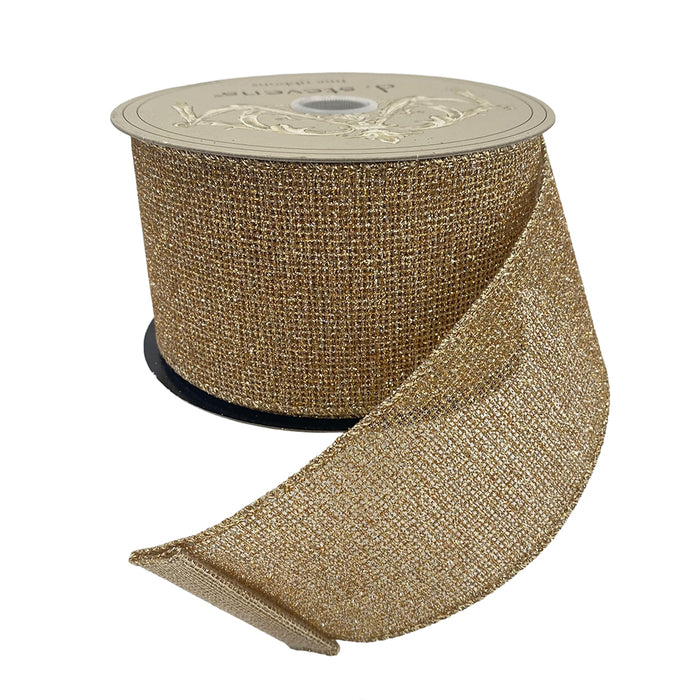 2.5" Glitter Mesh Mini Squares Ribbon - Gold